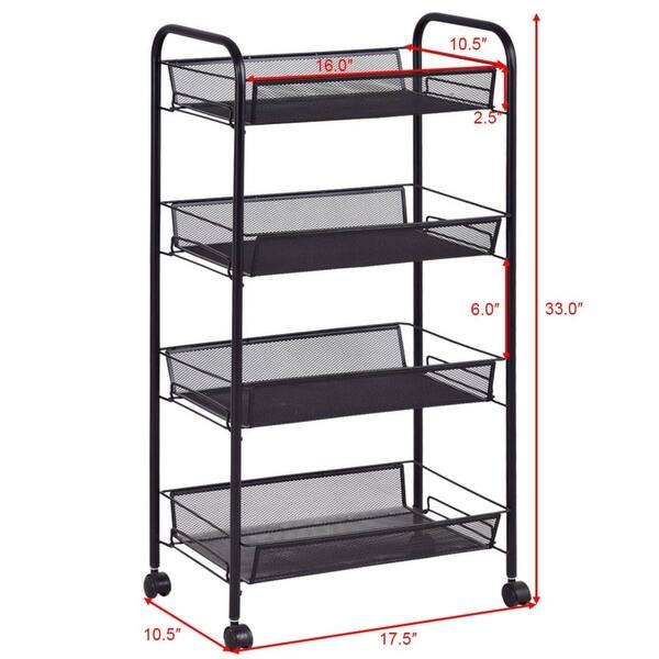 4 Tier Storage Rack Trolley Cart Black - Bed Bath & Beyond - 37454963