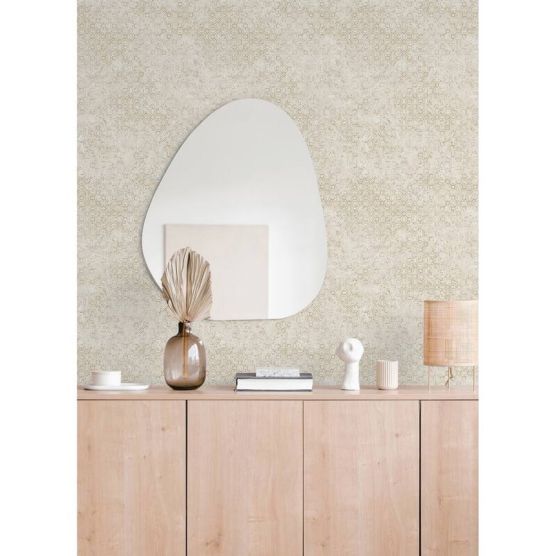 A-Street Prints Khauta Champagne Floral Geometric Wallpaper