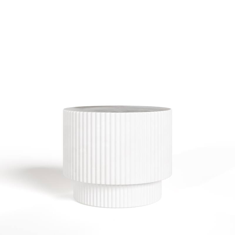 Modrest Gruver Modern White Concrete End Table