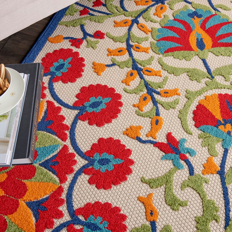 Nourison Aloha Modern Multicolor Floral Botanical Area Rug