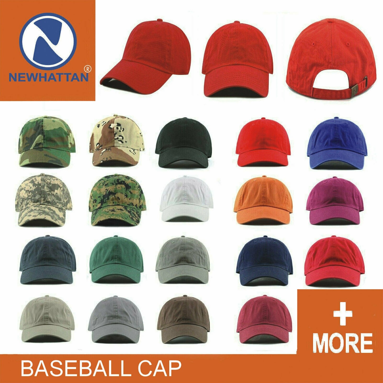 Shop Newhattan Plain 100 Cotton Hat Men Women Adjustable Baseball
