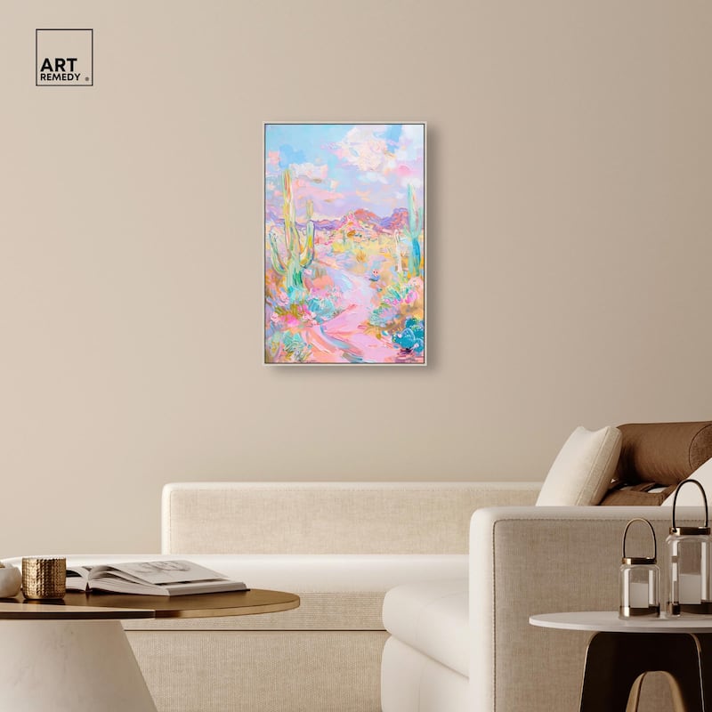 Pink and Teal Landscape Canvas by Art Remedy