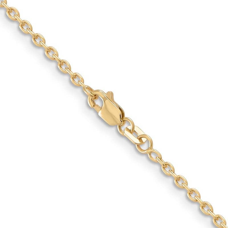 Curata 10k Yellow Gold 2mm Round Open Link Cable Chain Necklace (Lobster)