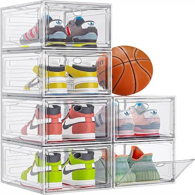 Clear Shoe Storage Organizer with Magnetic Door