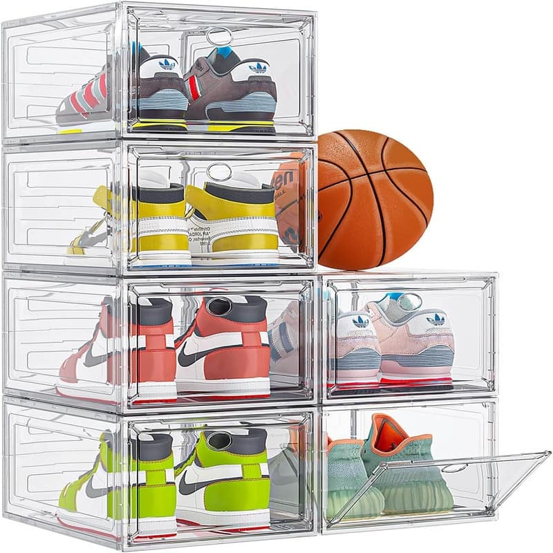 Clear Shoe Storage Organizer with Magnetic Door