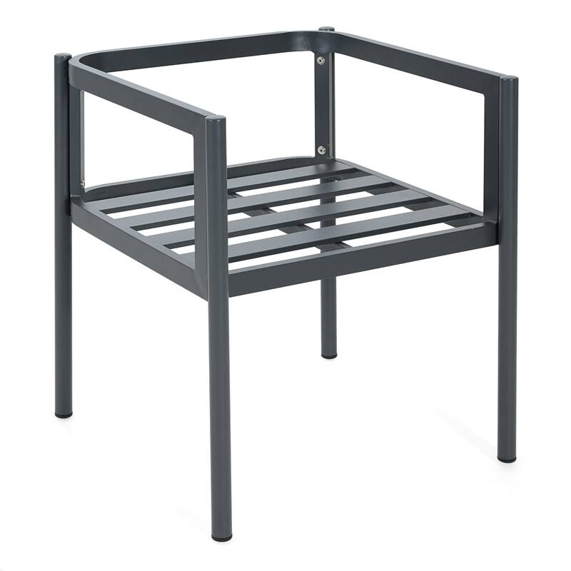 Christopher Knight Home - Outdoor Aluminum Dining Chair Set with Modern Grey Cushions