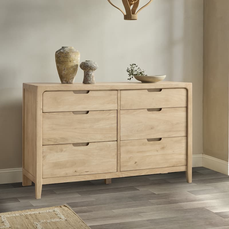 Classic Home Laguna 6-Drawer Mango Wood Dresser - Natural - 6-drawer