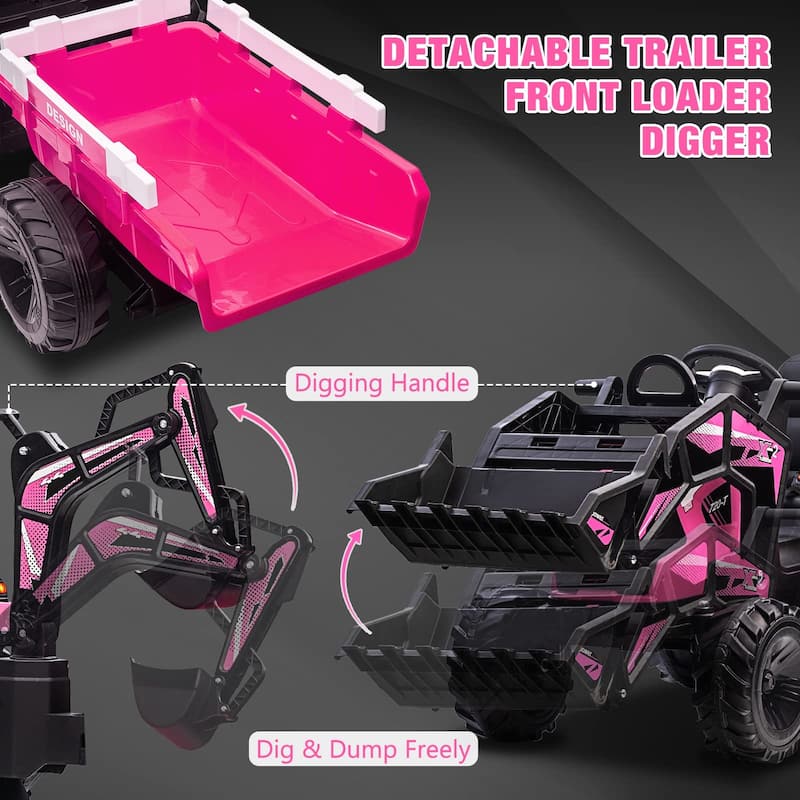 24V Electric Excavator with Trailer and Shovel Bucket