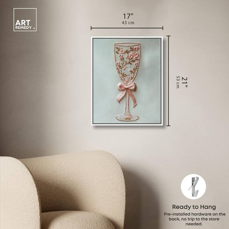 Champagne Glass Bow Canvas by Art Remedy