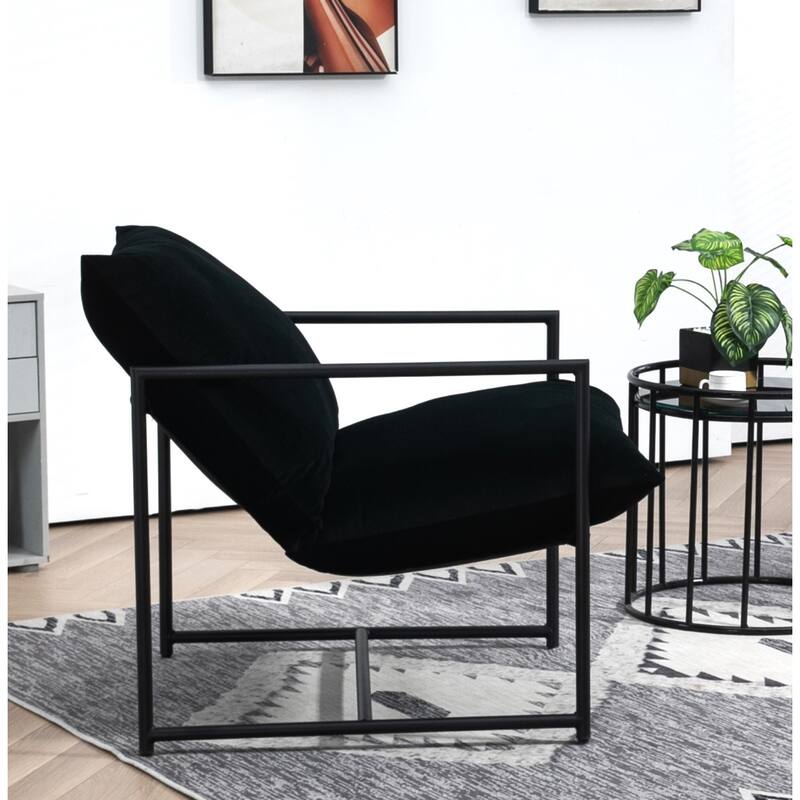 Modern Textured Velvet Sling Accent Chair