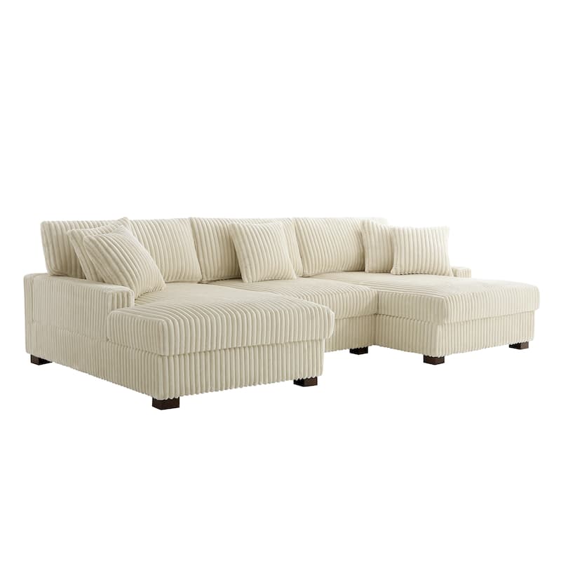 118.4"W Plush Modular Sectional Sofa with Pillows