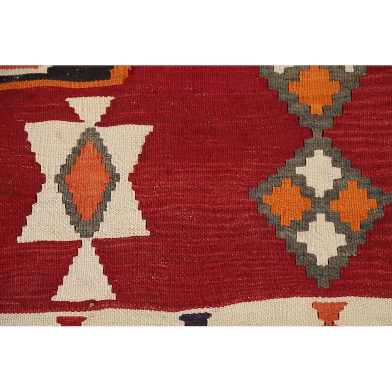 Vegetable Dye Kilim Qashqai Persian Area Rug Hand-Woven Wool Carpet - 4'7"x 8'0"