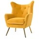 preview thumbnail 90 of 141, Eusebio Tufted Velvet Accent Chair with Wingback, Arms, and Metal Gold Legs for Living Room or Bedroom by HULALA HOME