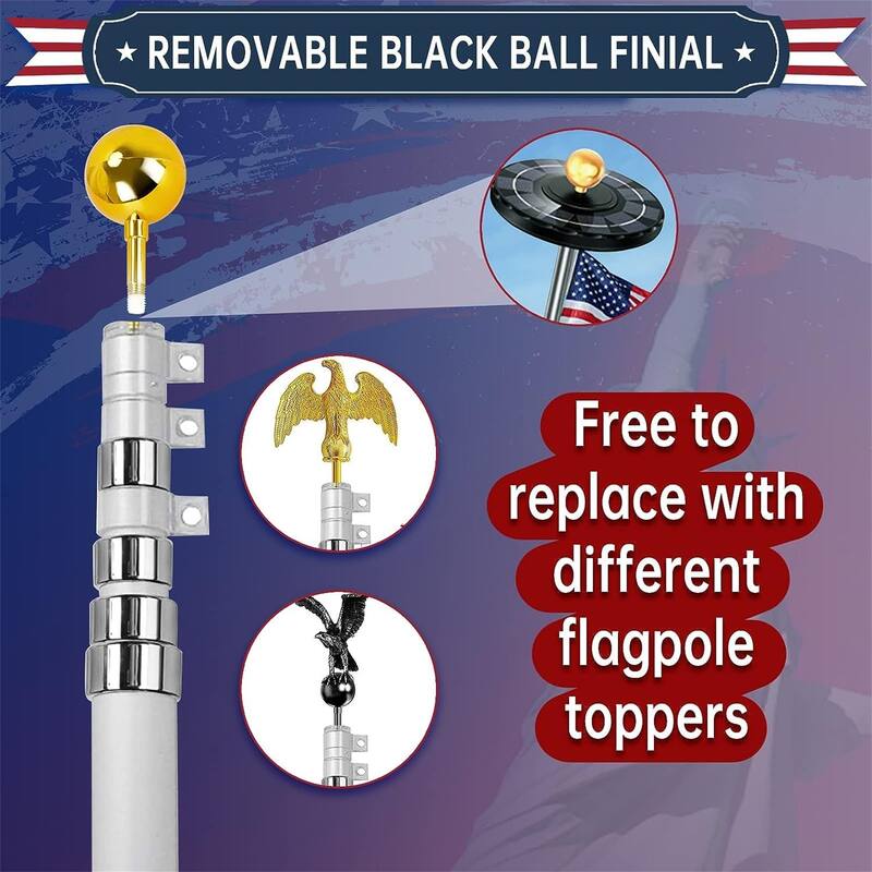 30ft Aluminum Flagpole with US Flag and Ball