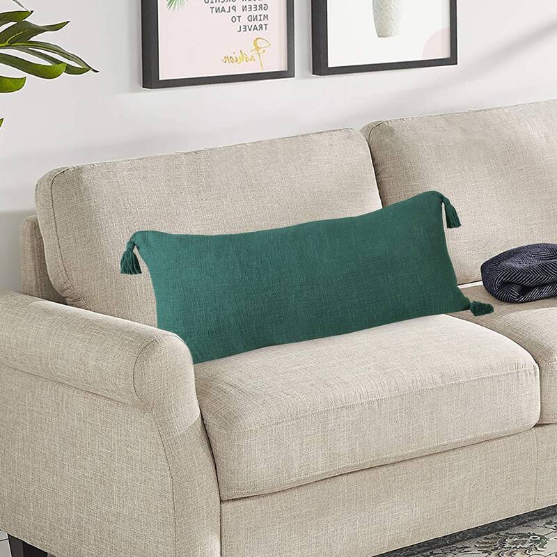 Sevita Solid Cotton Throw Pillow with Tassels