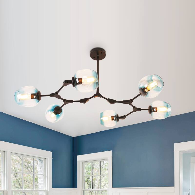 Cusp Barn Modern Sputnik Chandelier 6-Light Ceiling Lights Fixture Black Pendant Light for Foyer Hallway