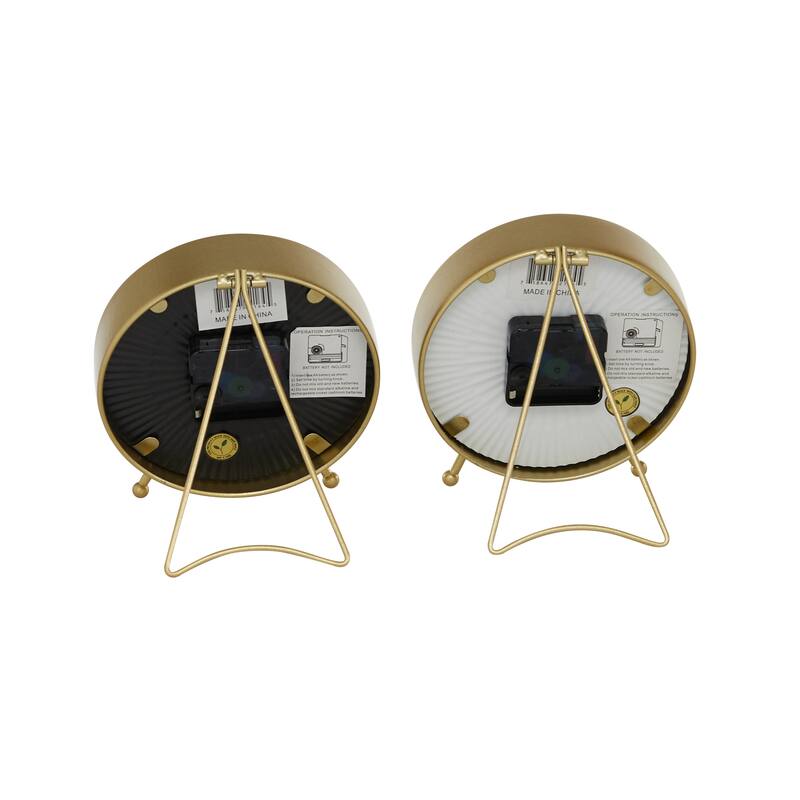 Gold Metal Decorative Clock (Set of 2) - 6 x 6 x 7 Round