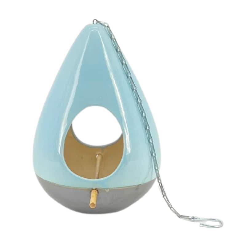 Ceramic 10-Inch Teardrop Birdhouse - Multi