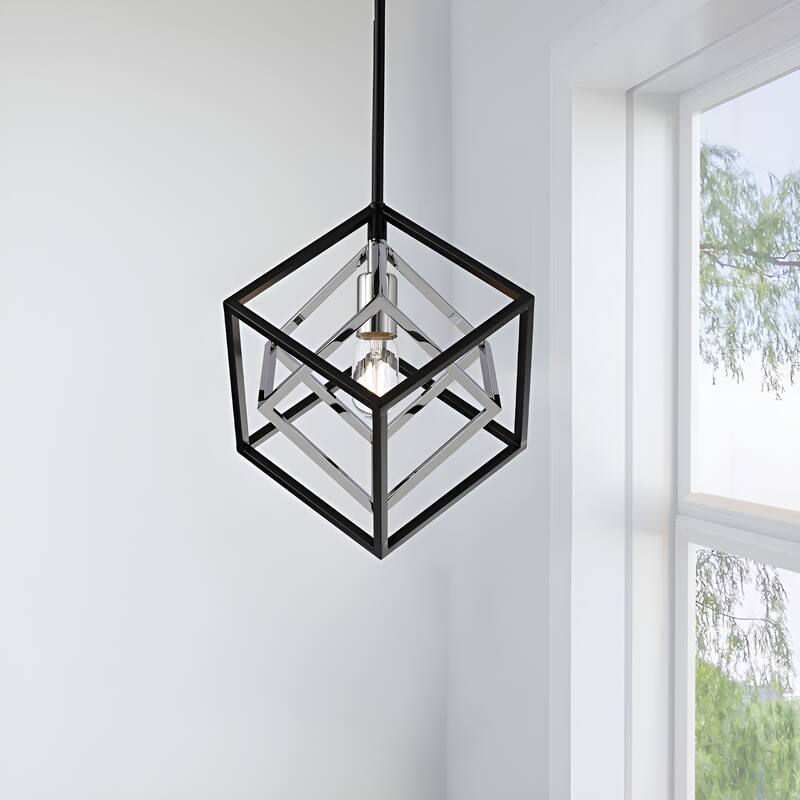 1-Light Geometric Cube Lantern, Sci-fi Square / Rectangle Pendant