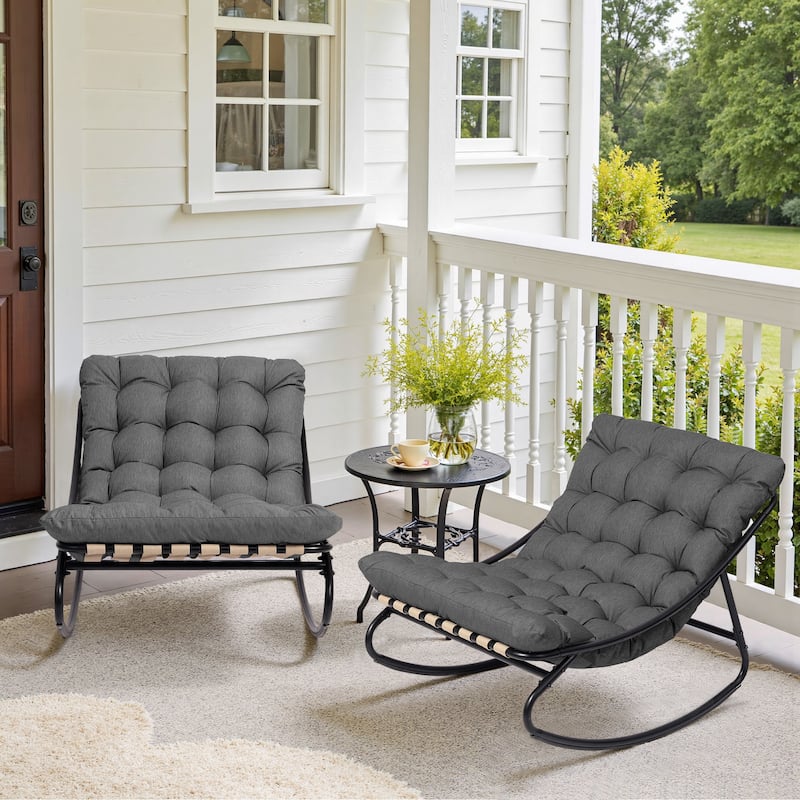 UIXE Outdoor Rocking Chair Lounge Chairs With Cushion