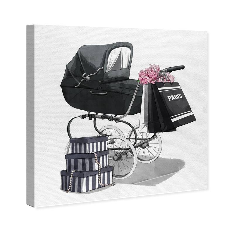 Wynwood Studio Prints Fashion and Glam Fashion Stroller Black and Modern & Contemporary Wall Art Canvas Print