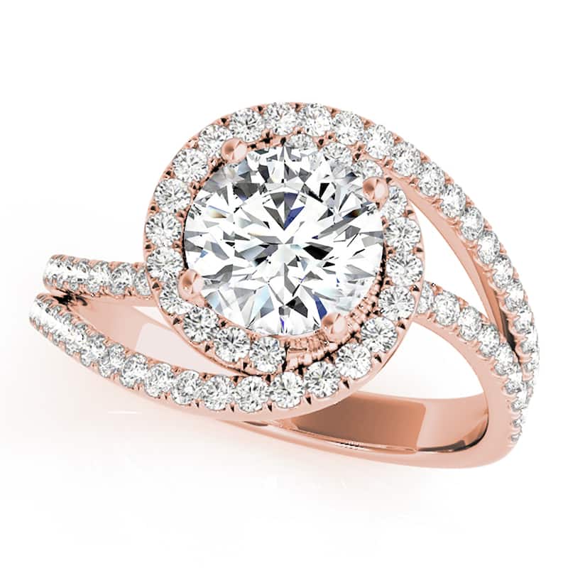 Auriya 14k Rose Gold Lab Grown Round Diamond Halo Engagement Ring 0.50 to 5.00 ct. tw. (F-G VS) - 0.75 ct. center - 9