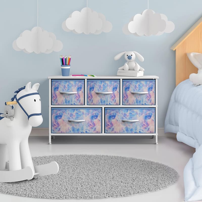 Dresser w/ 5 Drawers Furniture Storage Chest for Home, Bedroom