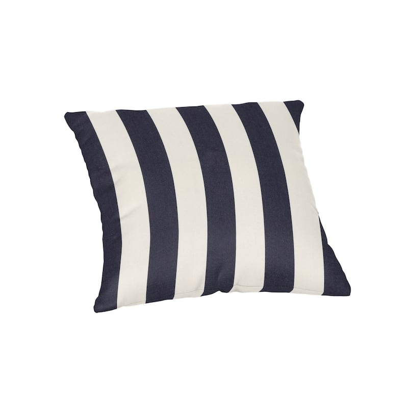 Sunbrella® Stripe Fabric 1-Piece Indoor/Outdoor Square Throw Pillow, 18"W x 18"L, Dolce Oasis - Maxim Navy