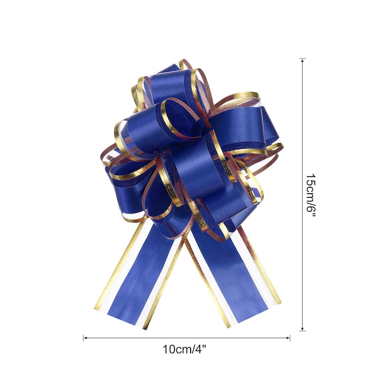 10pcs 6" Large Pull Bow Organza Gift Wrapping Bows Ribbon for Wedding - Dark Blue - 4 Inch
