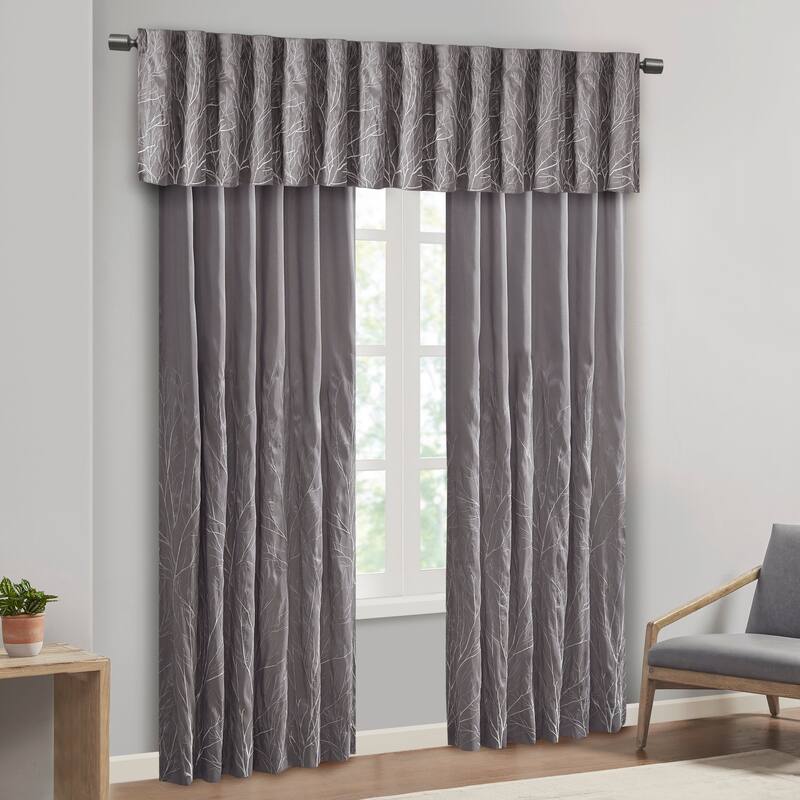 Madison Park Eliza Faux Silk Embroidered Window Valance - 50 x 18"
