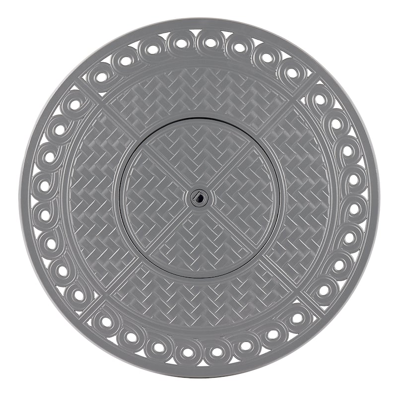 Round 34 in. x 34 in. Aluminum Propane Fire Pit Table with Glass Beads, Two Covers, Lid, 37,000 BTUs - N/A
