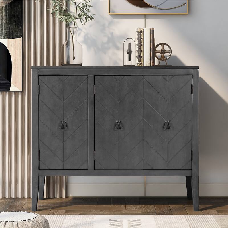 Sideboard with 3 Retro Metal Handles and 4 Pinewood Legs