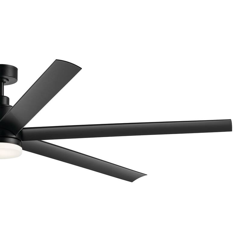 Kichler Lighting Loa 80 Inch Ceiling Fan with Satin Etch Cased Opal Glass in Satin Black with Black Blades