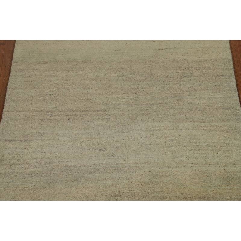 Modern Gabbeh Foyer Rug Handmade Green Oriental Wool Carpet - 2'8"x 4'1"