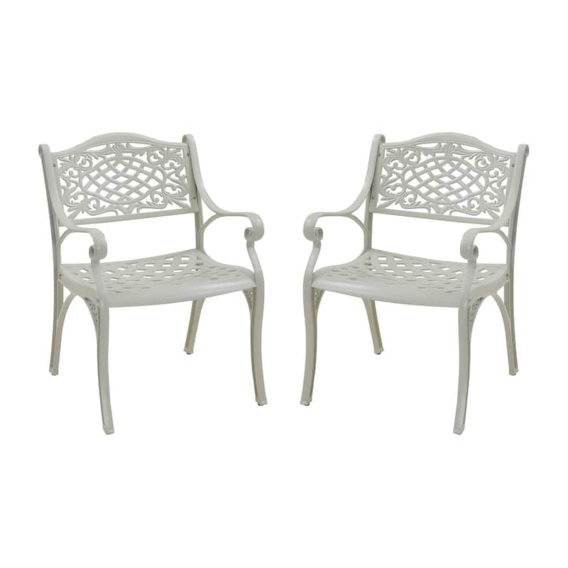 Clihome Outdoor Patio Cast Aluminum Arm Dining Chair (Set of 2)