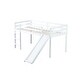preview thumbnail 8 of 17, White Wood Twin Loft Bed Kids Bed with Slide and Underbed Space