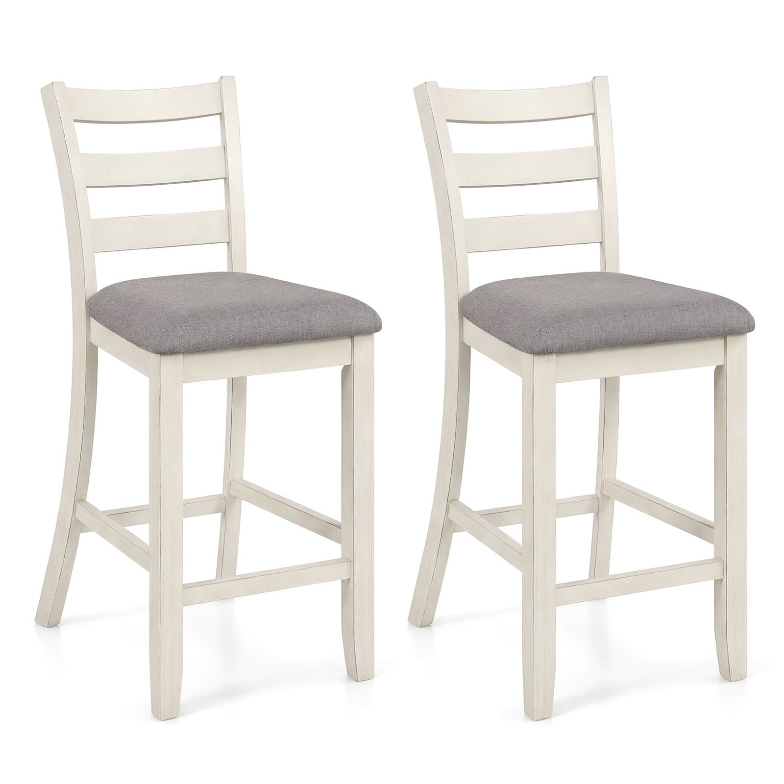 Gymax Bar Stools Set of 2 Upholstered Counter Height Barstools