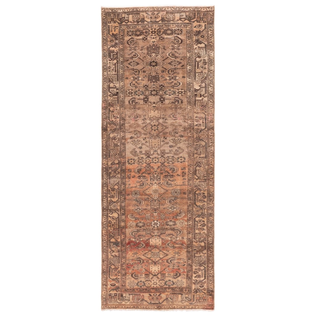 ECARPETGALLERY Hand-knotted Antalya Vintage Brown Wool Rug - 3'6 x 9'6