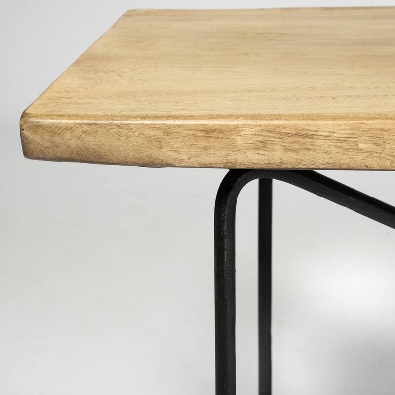 Papillion III Natural Solid Wood and Iron Dining Bench
