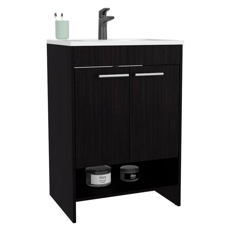 Bathroom Vanity, 2 Doors, 2 Shelves with Sturdy engineered wood construction,easy to assemble