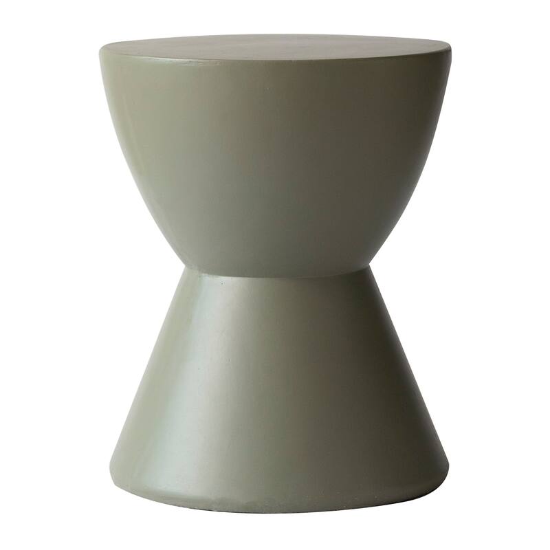 Loft 14-Inch Modern Round Accent Fiberstone Side Table for Indoor Outdoor Patio, Living Room, or Home Office - Moss Grey