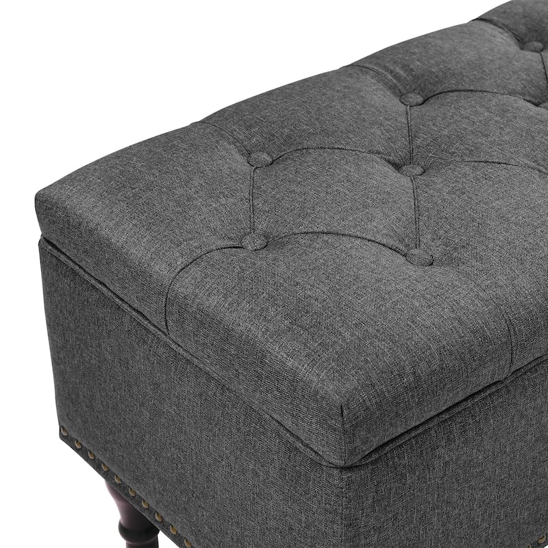Tufted Storage Bench, Upholstered Ottoman with Storage - 50.8" W X 17.1" D X 18.3" H