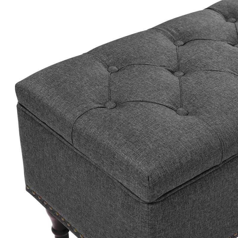 Tufted Upholstered Storage Bench Ottoman with Hidden Storage for Bedroom, or Living Room