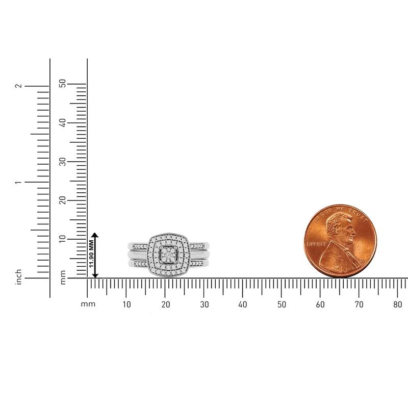 IGI Certified 3/8ct TDW Diamond Cluster Halo Bridal Set in 10K White Gold for Women