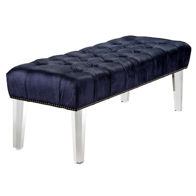 Stella Navy Velvet Acrylic Bench