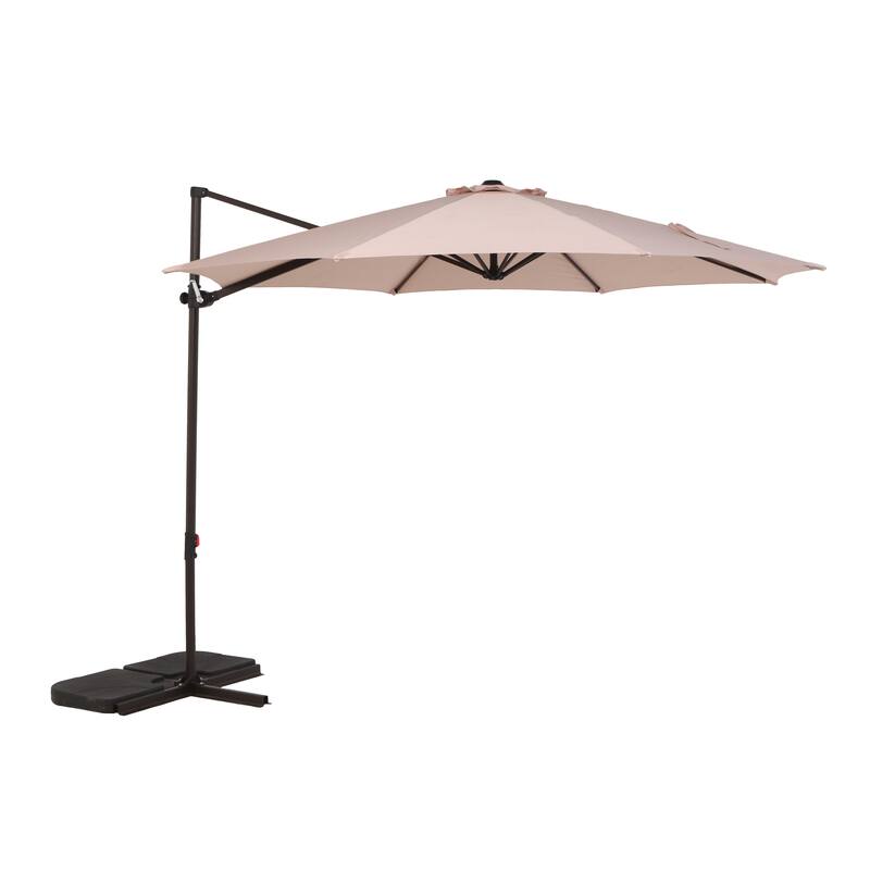 10FT Patio Roman Umbrelle, 360° rotation with Cross Base - Champagne