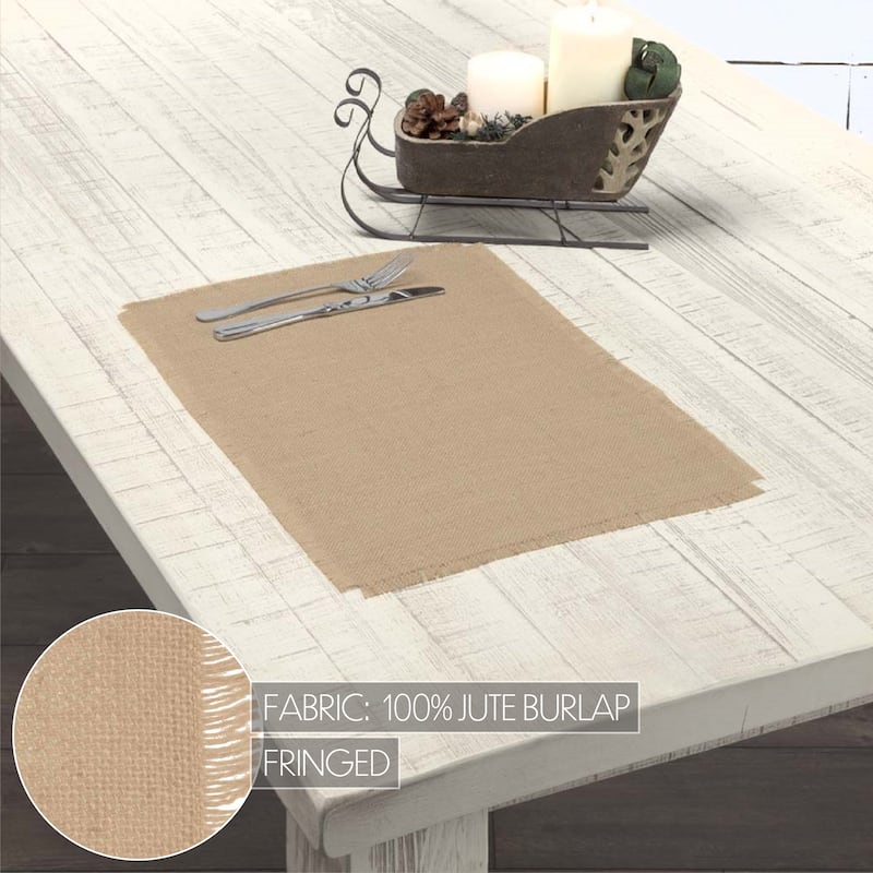 Jute Burlap Natural Placemat Set of 6 12x18 - Placemat 12x18