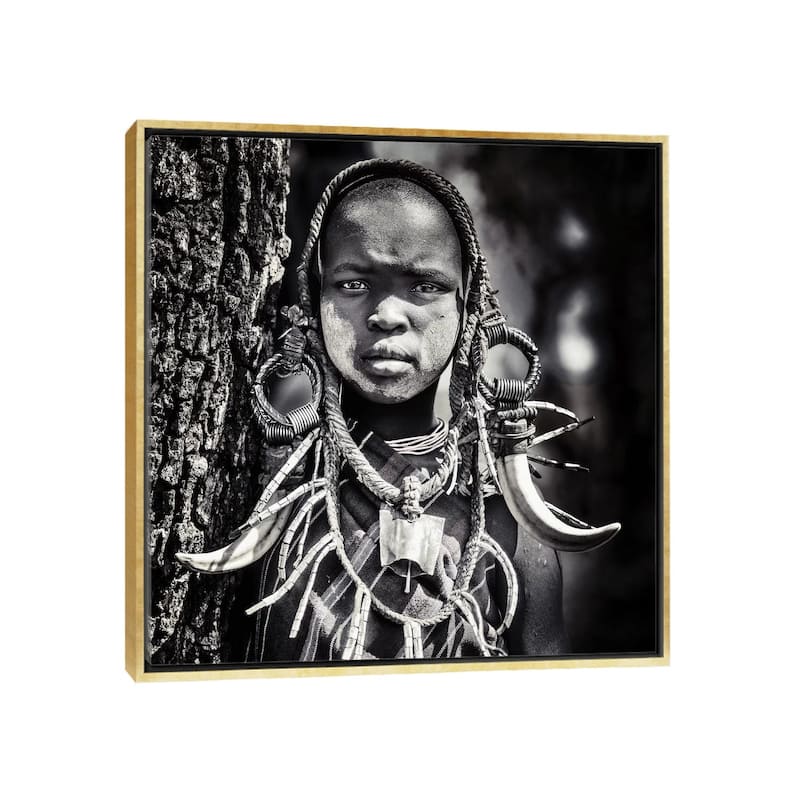iCanvas "Enigma" by Piet Flour Framed Canvas Print - Gold - 18x18