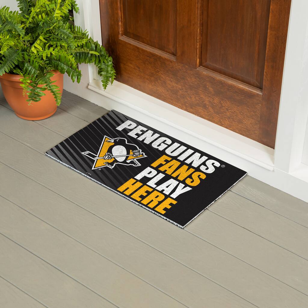 28 in. x 16 in. Pittsburgh Penguins "Fans Play Here" PVC Door Mat
