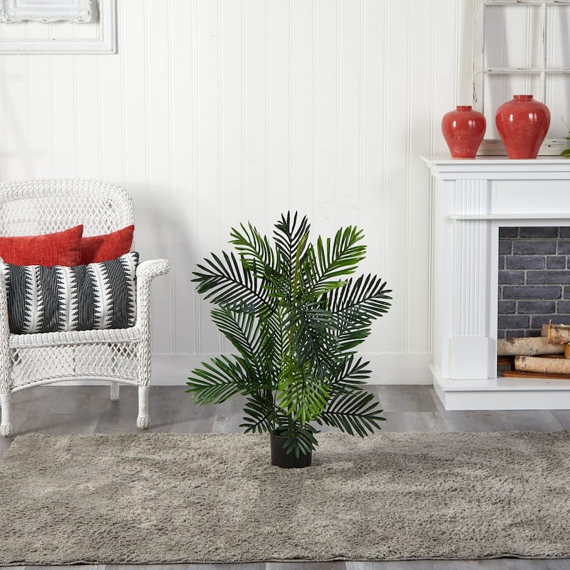 Artificial Palm Tree Indoor - 3ft Lush Green Haven Palm Decor - Tropical Aesthetic for Home Office Living Room - 3ft.